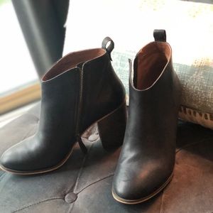Nordstrom BP Booties Black Stacked Heel